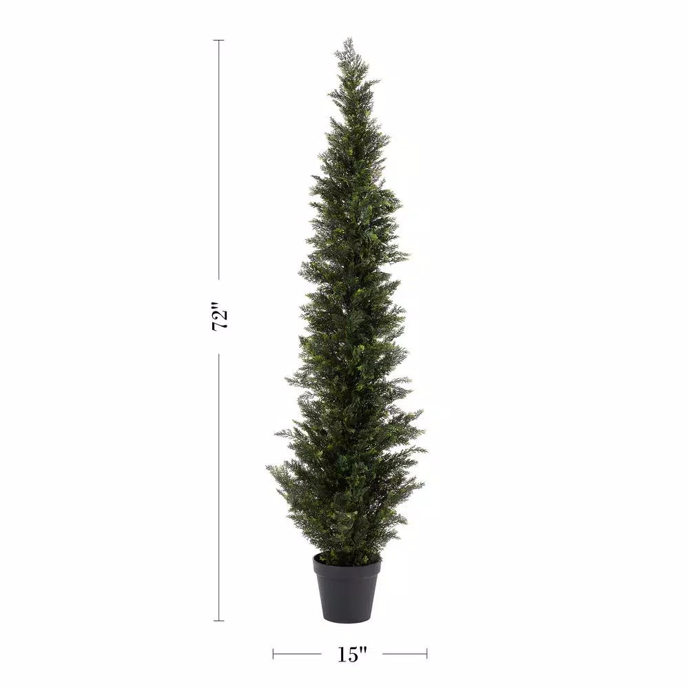 Pure Garden 72 in. Artificial Cedar Topiary with 9 in. Planter Pot