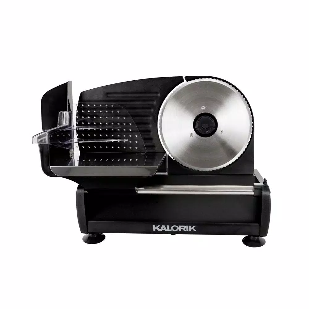 Unbranded Kalorik 200W Professional Food Slicer with 7.5 in. Stainless Steel Serrated Blade, Black
