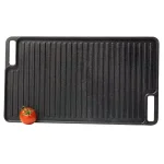 Basic Essentials 18 in. Cast Iron Rectangular Double Reversible Grill and Griddle, Pre-Seasoned Non-Stick thumbnail 4
