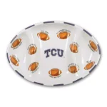 Magnolia Lane TCU Ceramic Football Tailgating Serving Platter, 3-Section Divided Oval Tray thumbnail 1