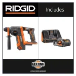 RIDGID 18V OCTANE Brushless 1 in. SDS-Plus Rotary Hammer Kit with 2 Ah Battery and Charger thumbnail 2