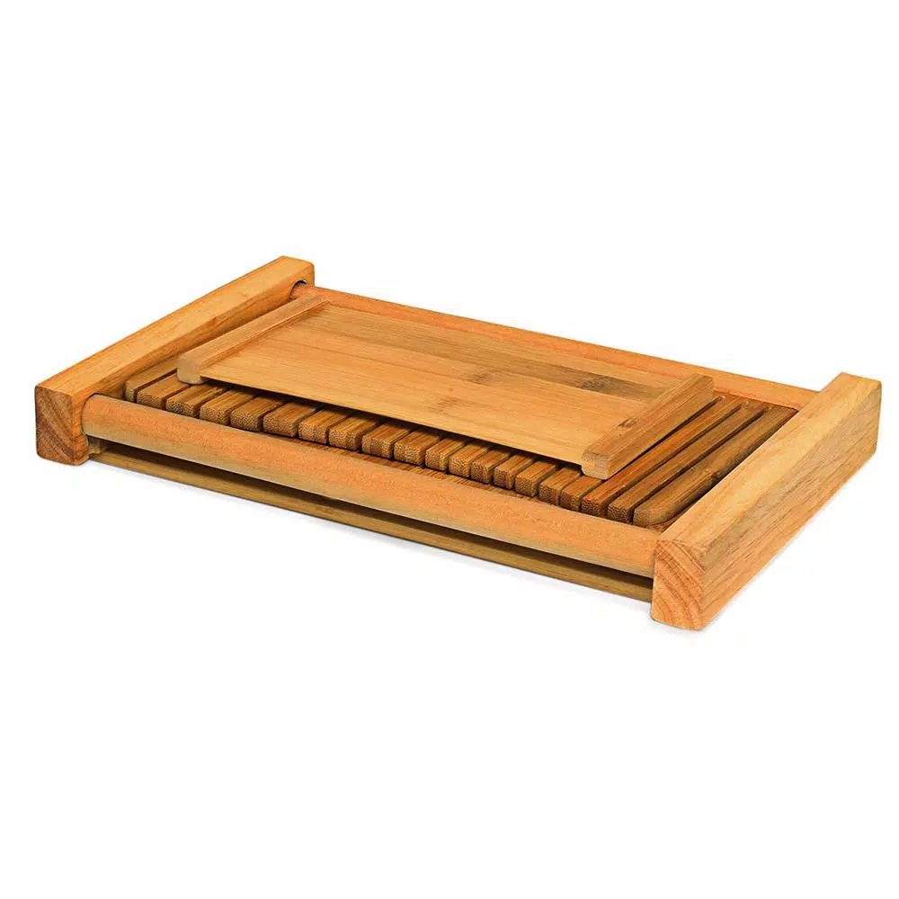 Unbranded DB-Tech Bamboo Wood Compact Foldable Bread Slicer - Adjustable Thickness