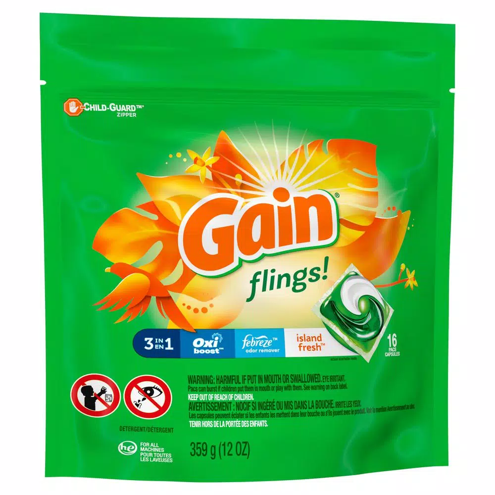 Gain Flings Island Fresh Scent Laundry Detergent Pods, 16-Count