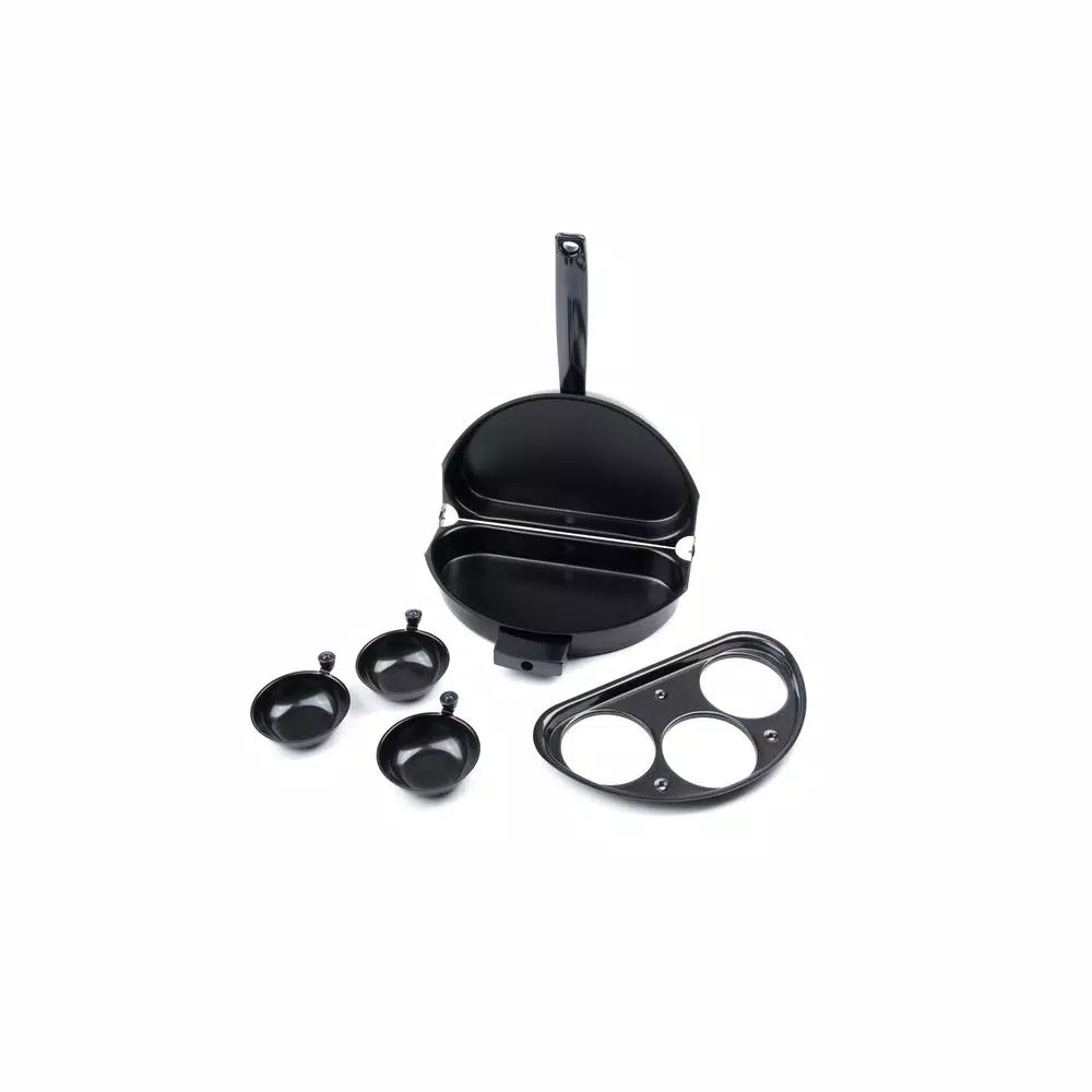 Fox Run Non-Stick Carbon Steel Omelette Pan and Egg Poacher Set, 3-Cup Insert