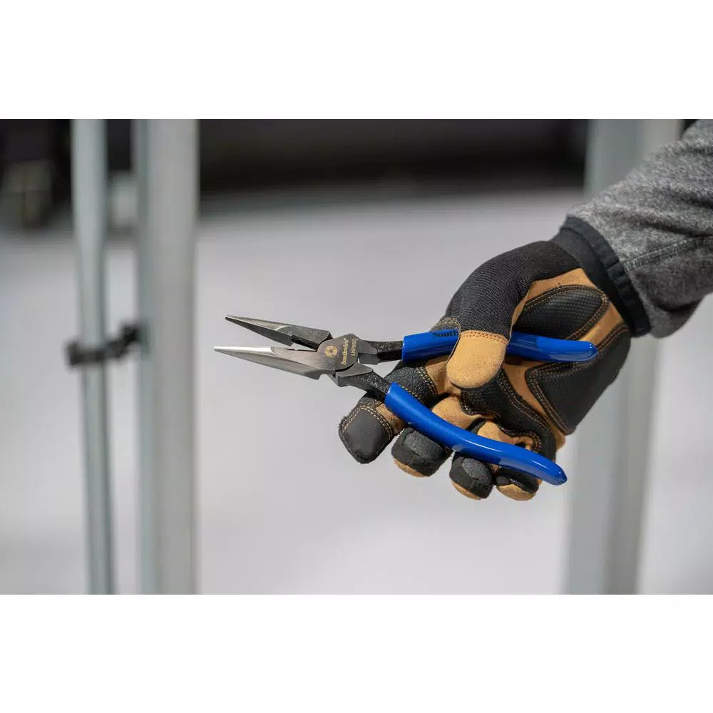 Southwire 8 in. Heavy-Duty Long-Nose Pliers with Side Cutter and Wire Stripper, Forged Steel