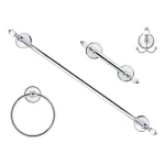 MODONA 4-Piece Bathroom Accessories Set, White Porcelain and Polished Chrome thumbnail 1