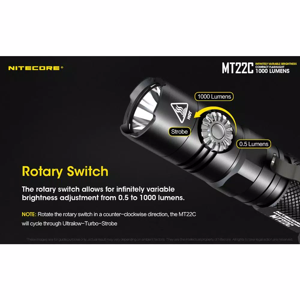 NITECORE MT22C Multitask Series Tactical LED Flashlight, 1000 Lumens, USB Rechargeable