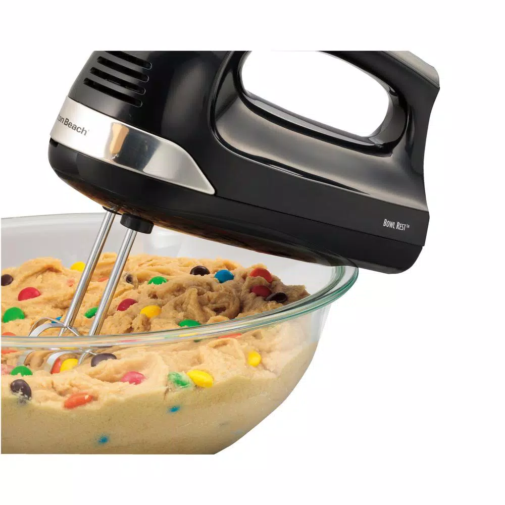 Hamilton Beach 6-Speed Black Hand Mixer with Snap-On Storage Case