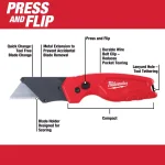 Milwaukee FASTBACK Compact Folding Utility Knife Set with 50-Pack General Purpose Blades thumbnail 2