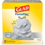 Glad ForceFlex 13 Gallon Tall Kitchen Drawstring Trash Bags, OdorShield, 110 Count thumbnail 1