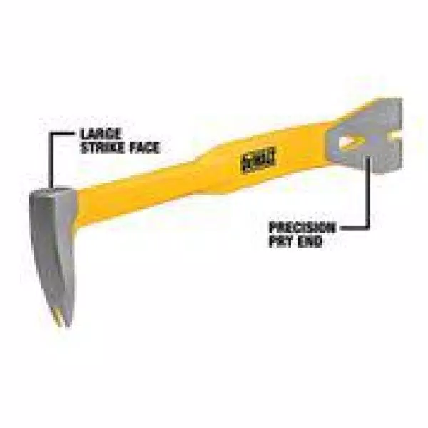 DEWALT 18 in. Precision Pry Bar with Claw and 2.5 in. Blade for Shingles, Sheathing, and Siding