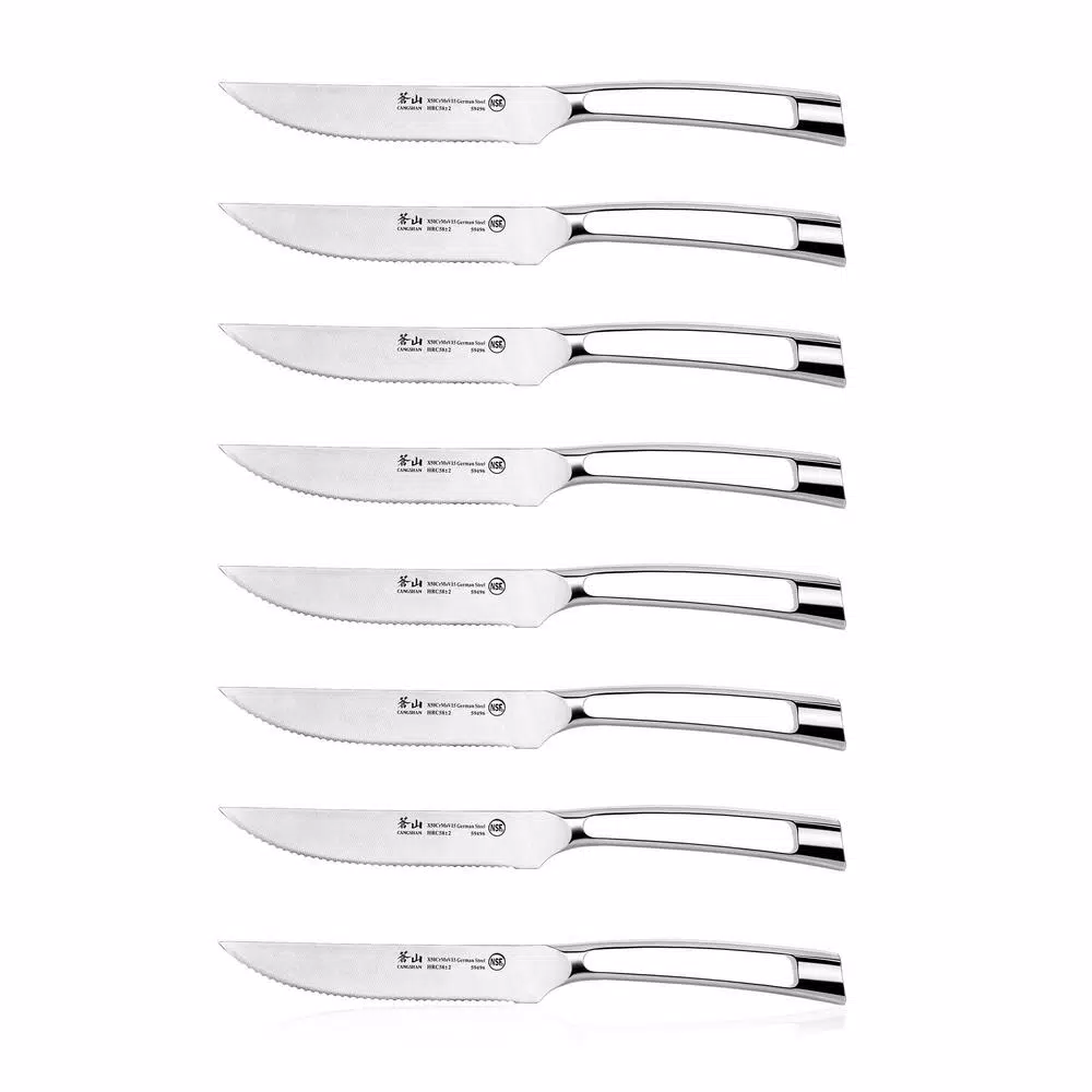 Cangshan N1 Series 5 in. Steak Knife Set with Acacia Wood Block, 9-Piece Set