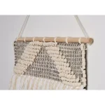 LR Home Fringed Diamond Ivory and Natural Tufted Cotton Wall Tapestry thumbnail 4