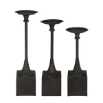 Kate and Laurel Bedrick Black Wood and Metal Candle Holder Set of 3, Modern Farmhouse Pedestal Style thumbnail 2