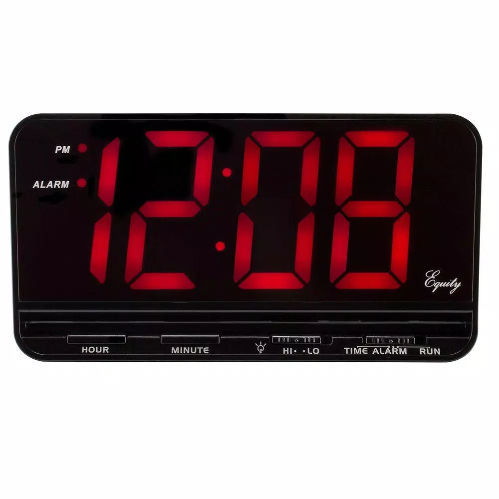 Equity by La Crosse Extra-Large 3 in. Red LED Digital Alarm Table Clock with HI/LO Settings