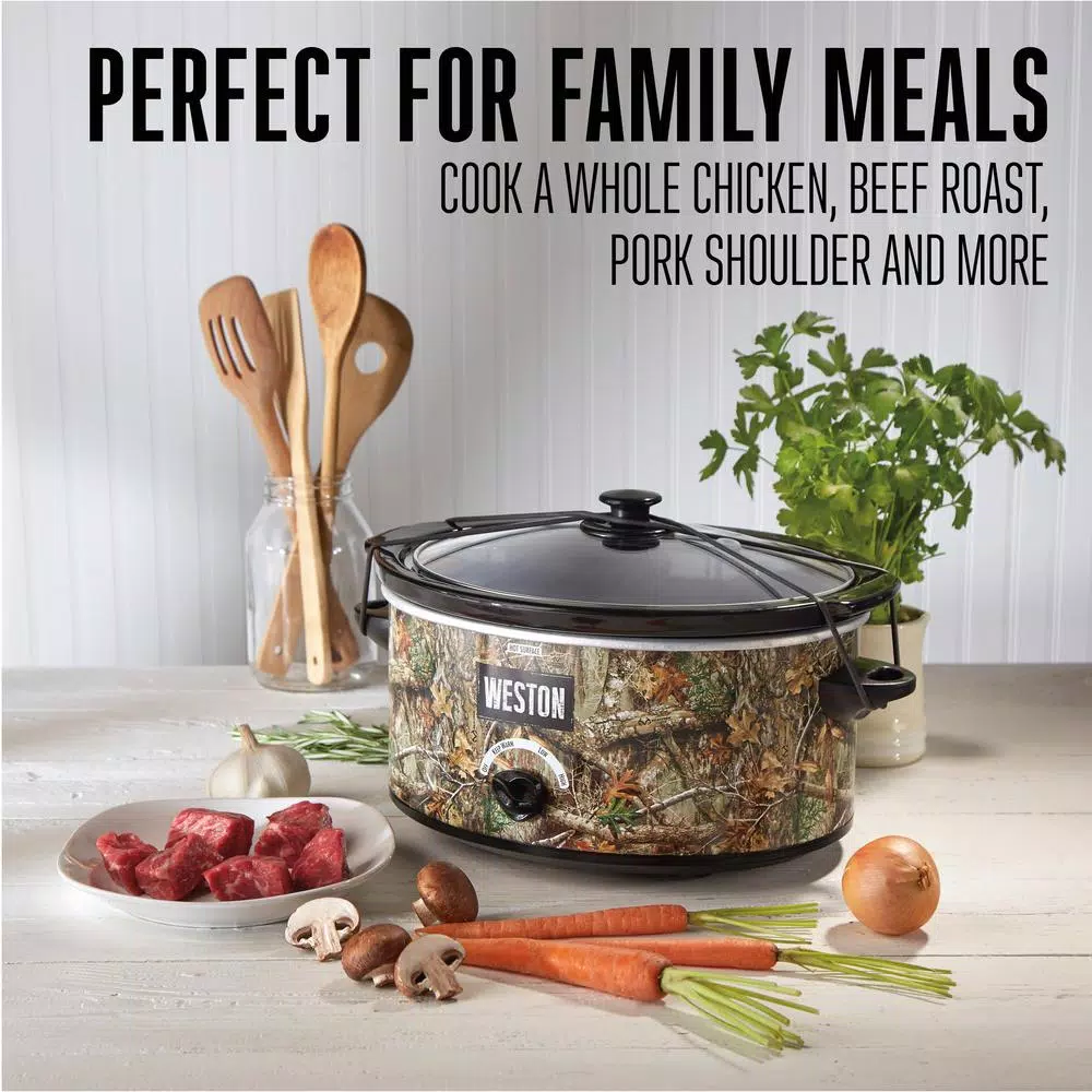 Weston Realtree Edge 5 Qt. Camouflage Slow Cooker with Lid Latch Strap