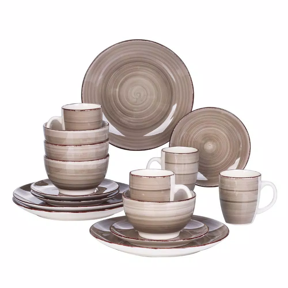 vancasso Bella 16-Piece Porcelain Dinnerware Set, Vintage Creme Beige Service for 4