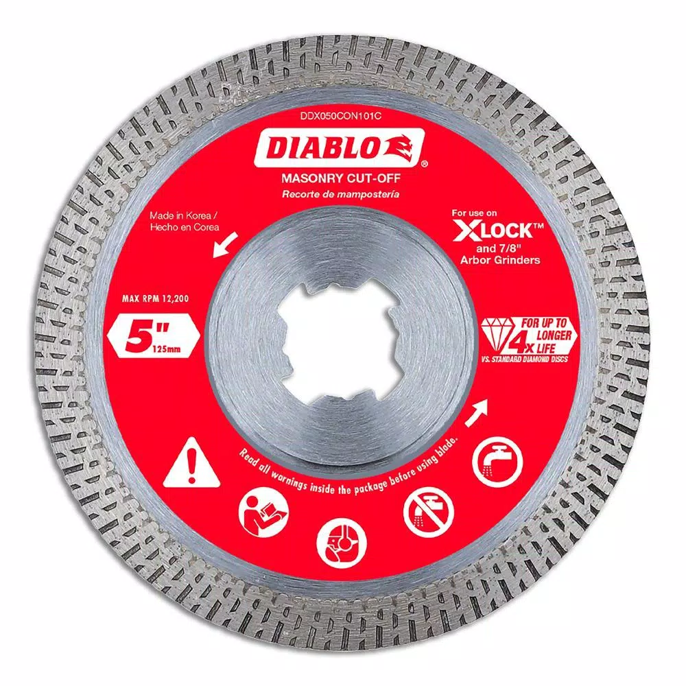 Diablo 5 in. Diamond Continuous Rim Masonry Cut-Off Wheel with X-Lock Arbor