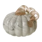 Glitzhome Gray Marble Glass Pumpkin Set of 2 - Handmade Tabletop Decoration thumbnail 3