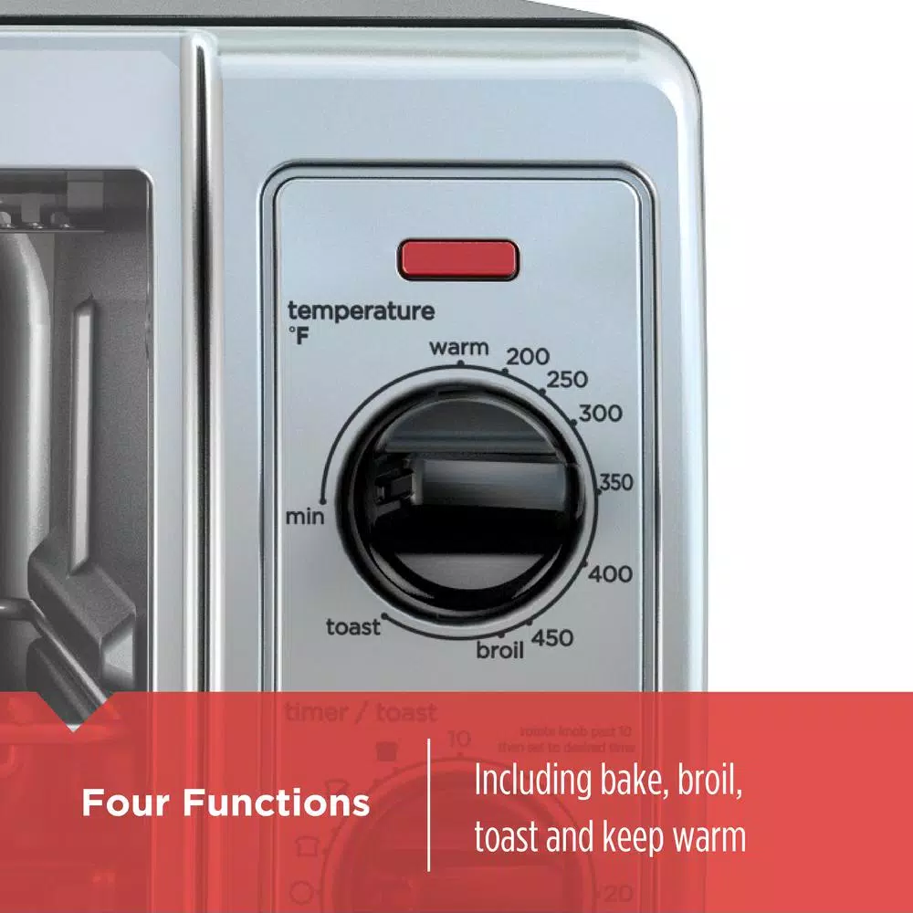 BLACK+DECKER 4-Slice Black Stainless Steel Toaster Oven with EvenToast Technology