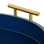 Kate and Laurel Lipton Navy Blue Decorative Wood Tray with Gold Handles thumbnail 3