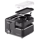 West Bend 2-Slice Wide Slot Breakfast Station Toaster and Egg Poacher with Meat Warming Tray, Black thumbnail 5