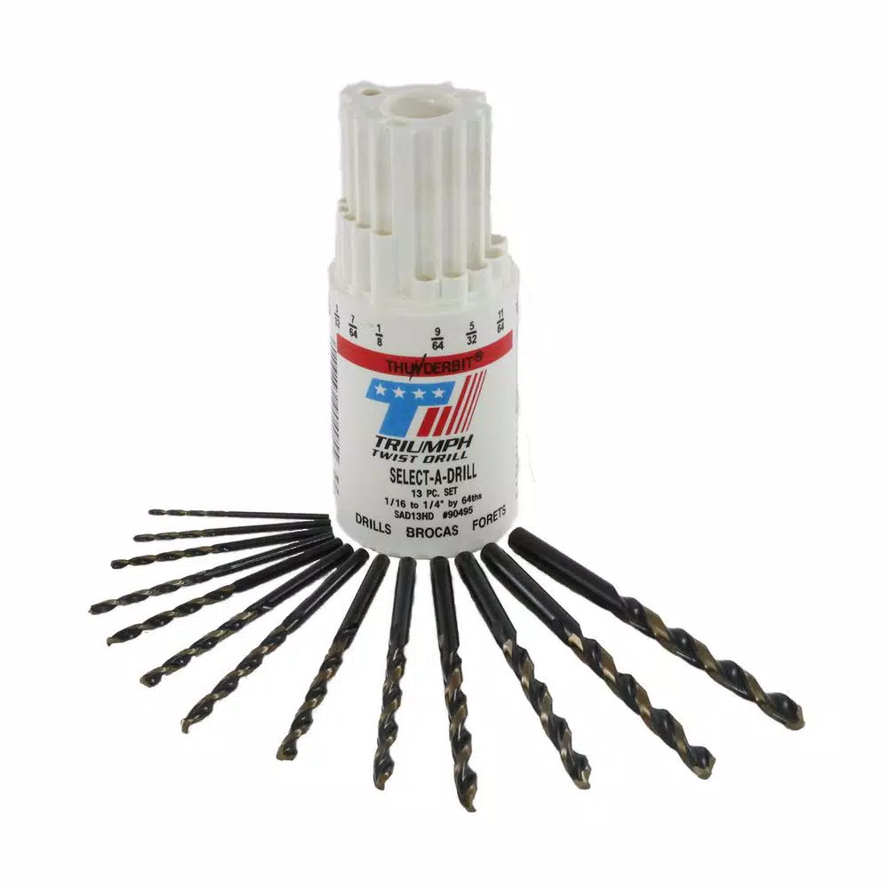 Triumph Twist Drill 13-Piece High Speed Steel Jobber Length Twist Drill Bit Set, 1/16 in. to 1/4 in.