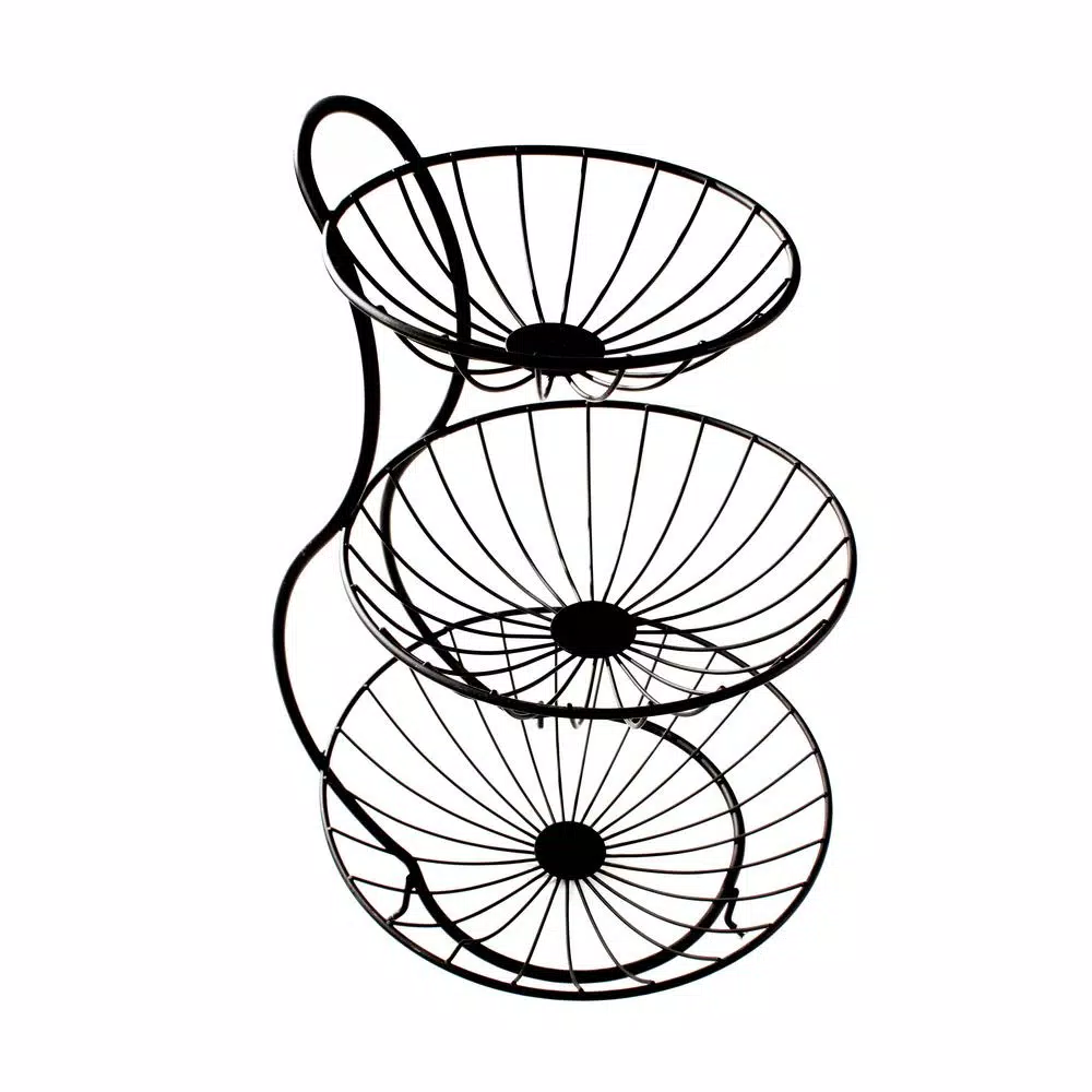 Spectrum Yumi 3-Tier Steel Arched Fruit Basket & Countertop Organizer, Black