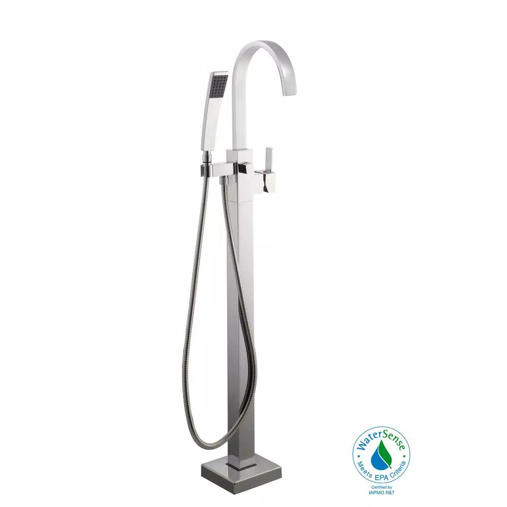 Glacier Bay Farrington Freestanding Floor Mount Tub Faucet with Handheld Handshower, Chrome
