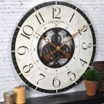 FirsTime 27 in. Carlisle Gears Oversized Wood Wall Clock, Rustic Brown thumbnail 1