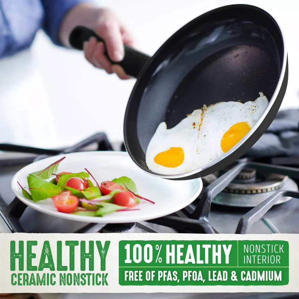 GreenLife Diamond 11 in. Aluminum Ceramic Nonstick Square Griddle, Black