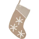 VHC Brands 15 in. Cotton Pearlescent Natural Tan Coastal Christmas Stocking thumbnail 1