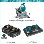 Makita 10 in. Dual-Bevel Sliding Compound Miter Saw 36V X2 LXT Brushless Cordless Kit with Laser thumbnail 2
