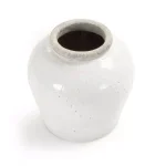 Zentique Terracotta Glazed Large Ceramic Decorative Vase - Distressed White Round Table Vase thumbnail 4