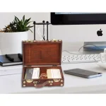 Vintiquewise Antique Style Small Mini Suitcase Decorative Wood and Faux Leather Treasure Box thumbnail 2