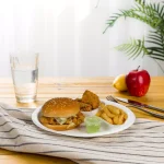 Unbranded 9 in. White Sugarcane Sectional Plates, 3-Compartment Biodegradable Disposable Plates (300 Pack) thumbnail 5