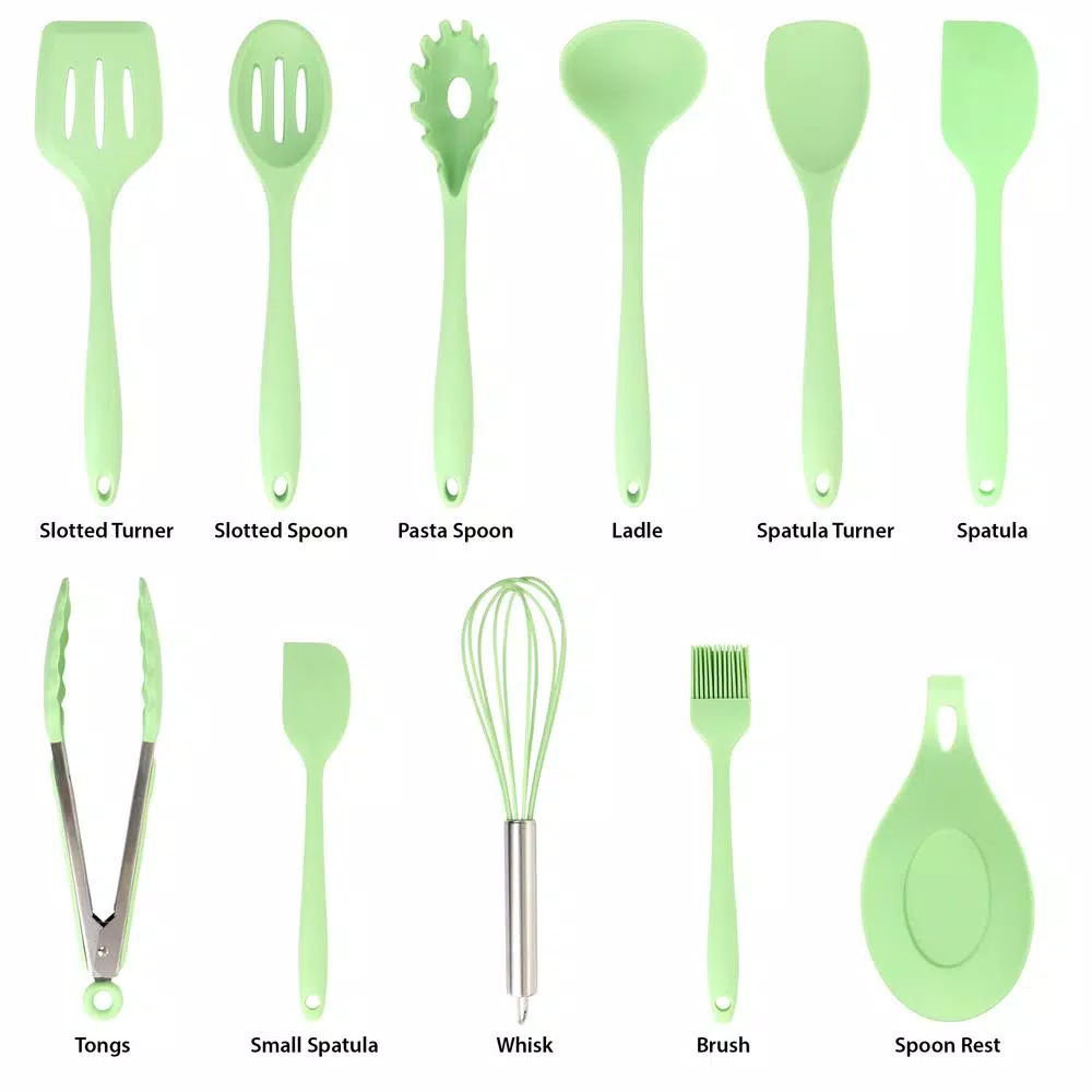 MegaChef 12-Piece Mint Green Silicone Kitchen Utensil Set