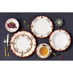 Lorren Home Trends La Luna Mabel 57-Piece Red Bone China Dinnerware Set, Service for 8 thumbnail 5
