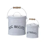 3R Studios White Ceramic Enameled Pet Treat Containers, Farmhouse Style, Set of 2 thumbnail 1