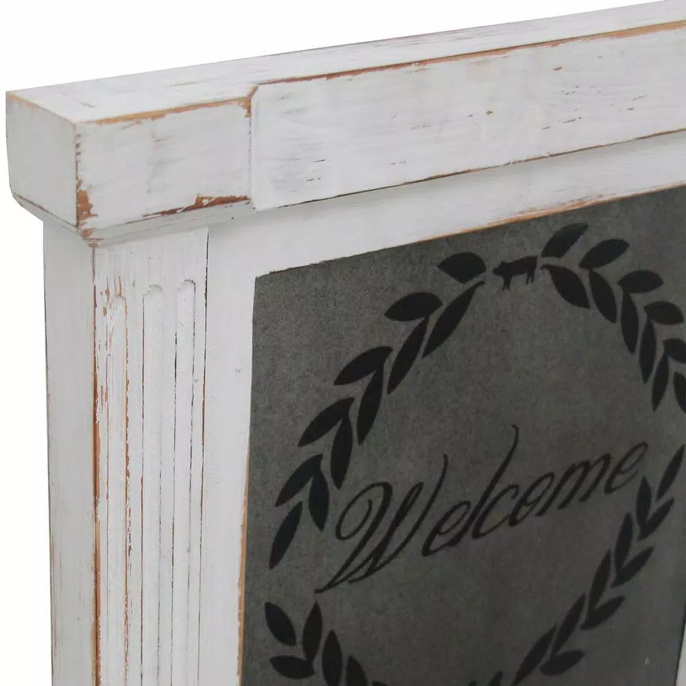 FirsTime & Co. FirsTime and Co. 34.5 in. x 16 in. Whitewash Wreath Chalkboard Memo Board, Farmhouse Style