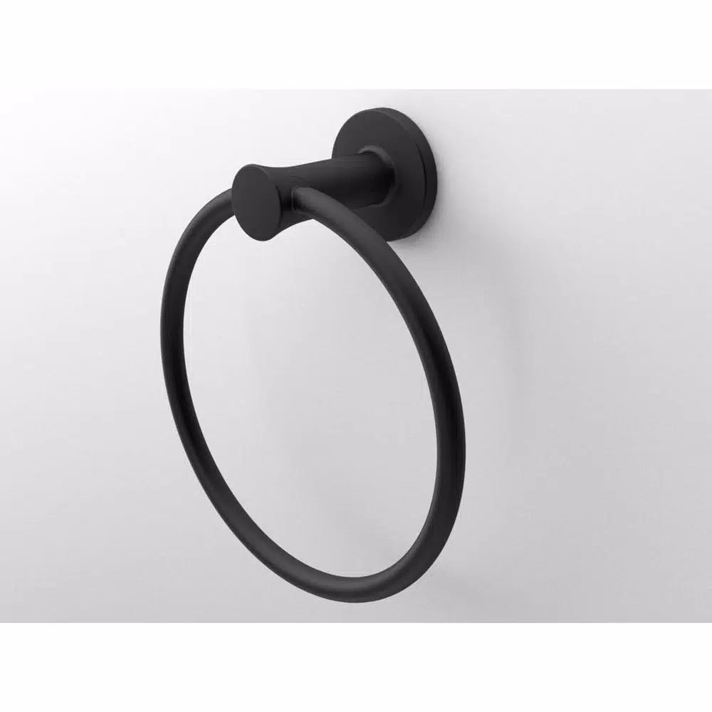 Glacier Bay Lucien Matte Black Towel Ring