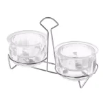 Classic Cuisine Cold Dip Serving Bowls with Ice Compartment and Metal Carrier, 2-Pack thumbnail 1