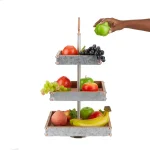 Mind Reader Products 3-Tier Silver Cake Stand, Galvanized Steel & Wood Dessert Display with Handle thumbnail 7