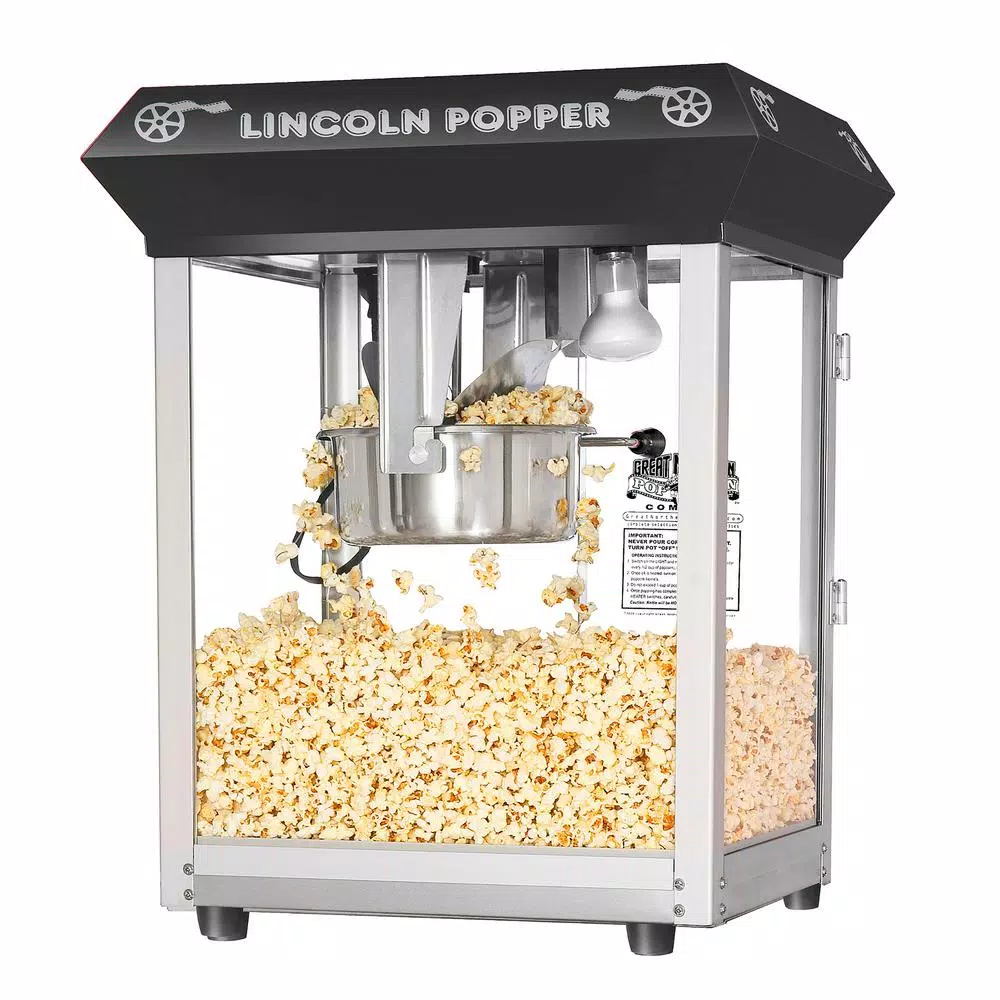 Great Northern Popcorn Lincoln Countertop Popcorn Machine, 8oz Kettle, Black