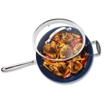 GRANITESTONE Classic Blue 14 in. Aluminum Mineral and Diamond Infused Nonstick Skillet with Glass Lid thumbnail 1
