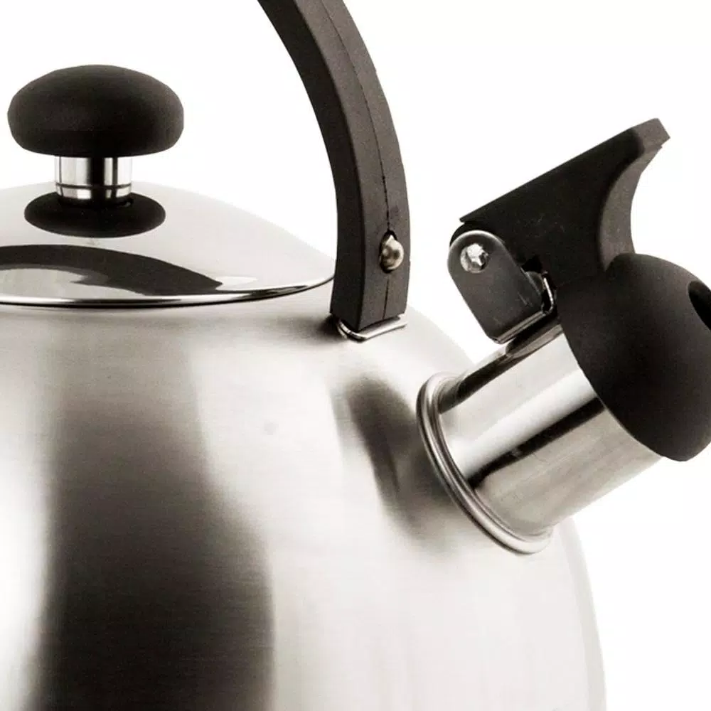 Home Basics 10.6-Cup Silver Stainless Steel Stovetop Tea Kettle with Whistle