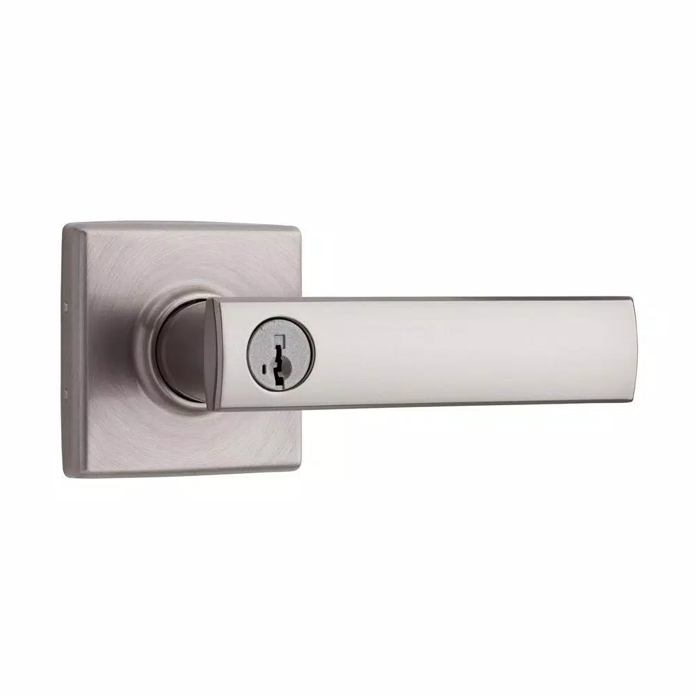 Kwikset Vedani Satin Nickel Square Exterior Entry Door Lever with SmartKey Security