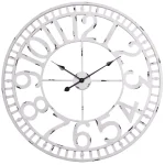 Utopia Alley Manhattan Industrial 32" Oversized Wall Clock, White Distressed Metal, Analog Quartz Movement thumbnail 1