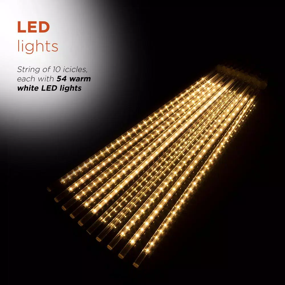 Alpine Corporation Hanging Icicle Lights, Chasing Warm White LED, 540 Count