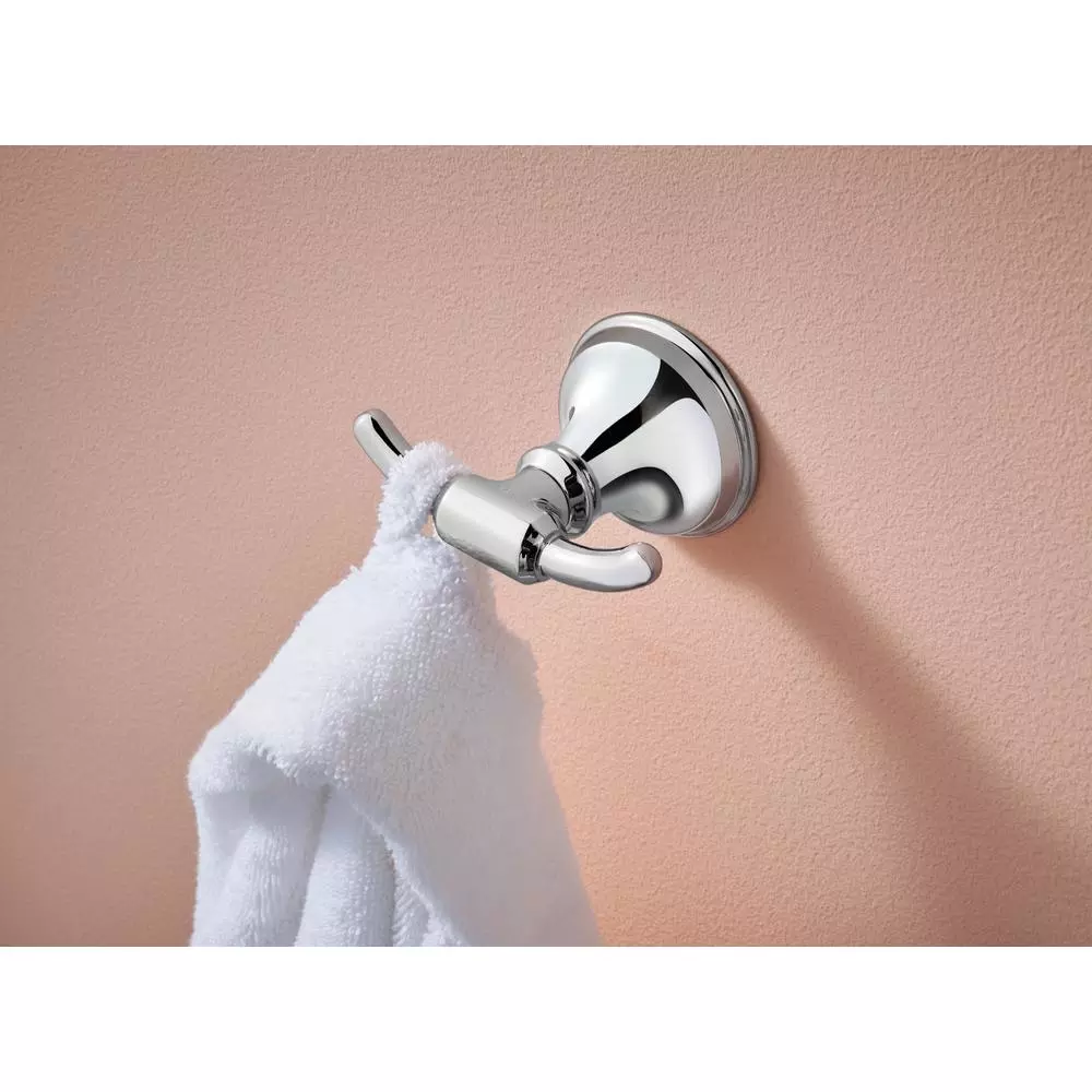 MOEN Jansen Chrome Screw-In Robe and Towel Hook, 2-Hook Design